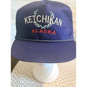 Vintage Arctic Circle Ketchikan  Alaska Trucker  Rope Hat Blue Snapback NWT